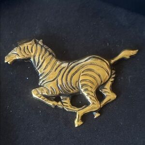 Gold-Tone Running Zebra Brooch